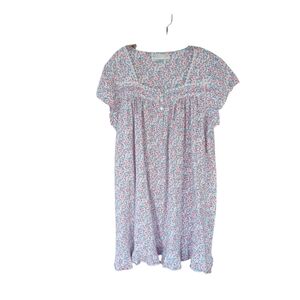 Eileen West Pink & Blue Floral Short Sleeved Nightgown Size 1X